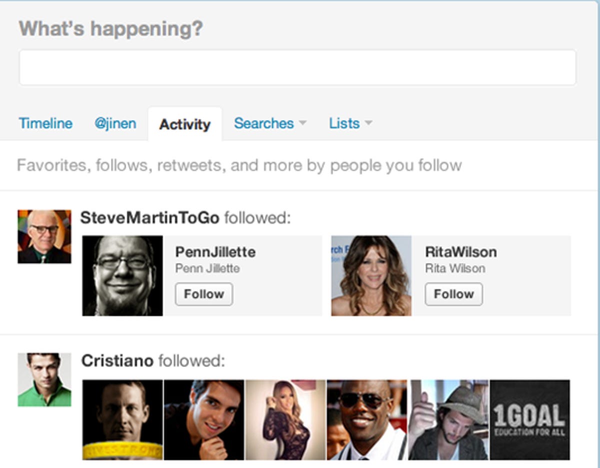 Twitter's upcoming new Activity feature.