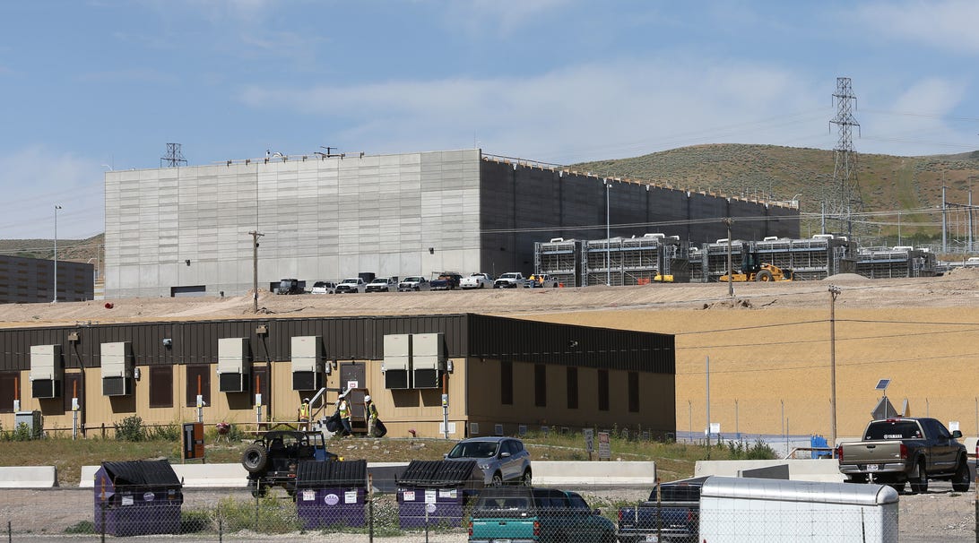 Construction trailers in front of the new National Security Agency's data center being built in Bluffdale, Utah. It will be the agency's largest data center, and is scheduled to become operational this fall.