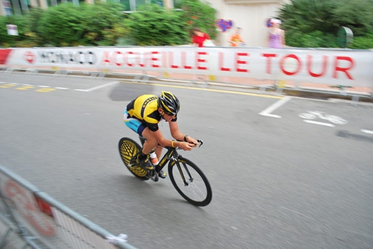 Lance Armstrong races through Monaco on the first day of the 2009 Tour de France.