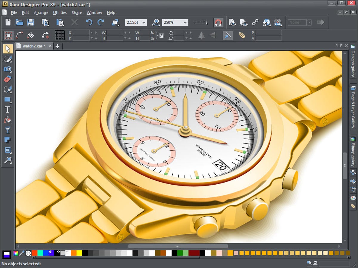 Xara Design Pro X9's illustration tools can be used to create complicated vector art.