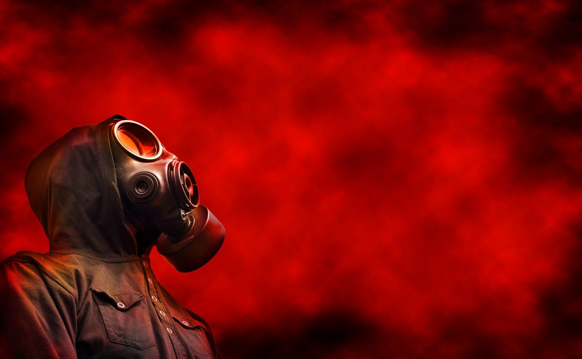 Man with gas mask on