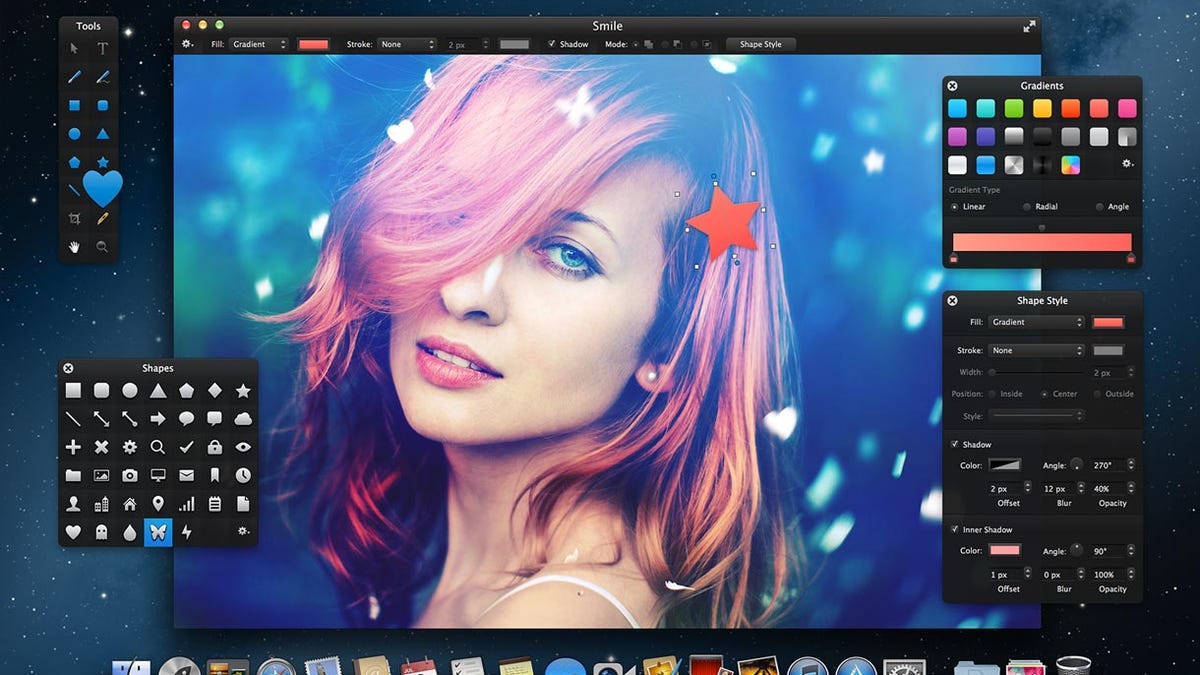 Pixelmator, an image editor that now has vector-editing tools as well, is a Mac-only competitor to Adobe Photoshop.