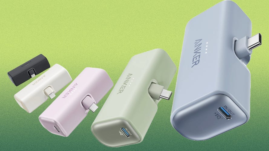 Small Power5000mah Mini Power Bank With Built-in Cables For Iphone,  Samsung & More