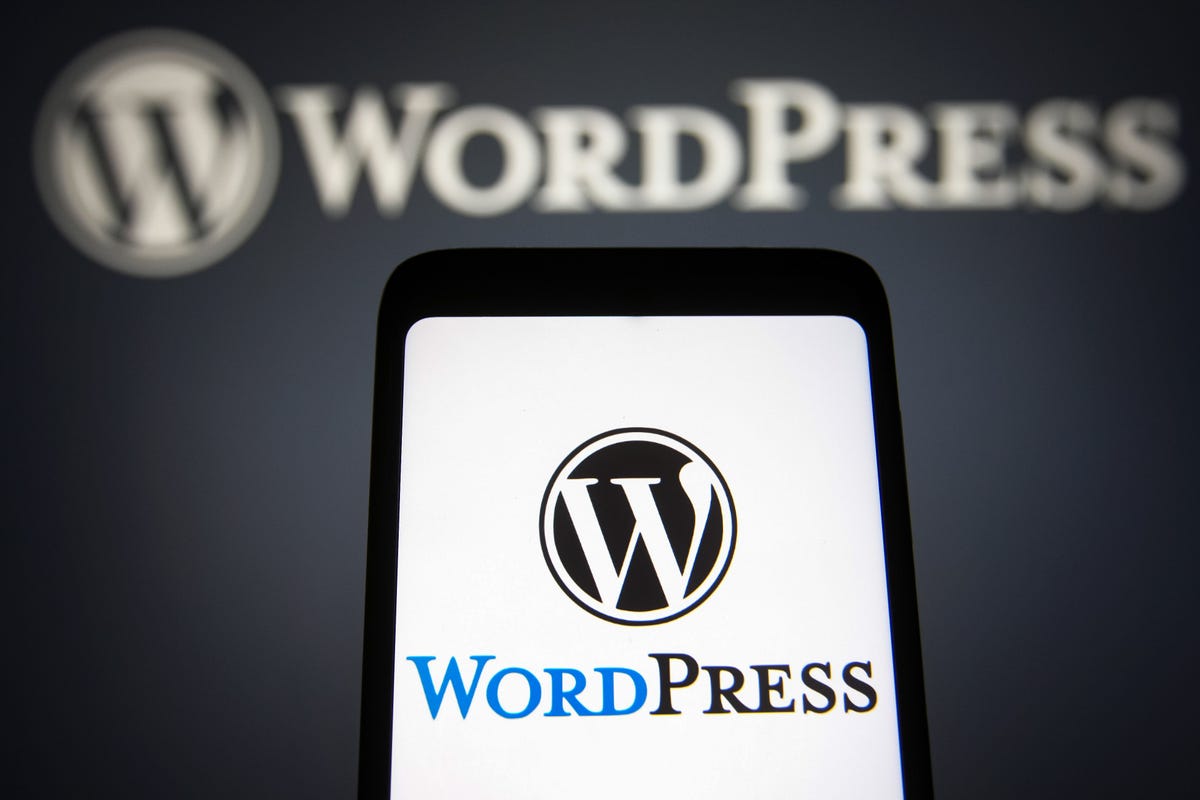 WordPress logo on a cellphone