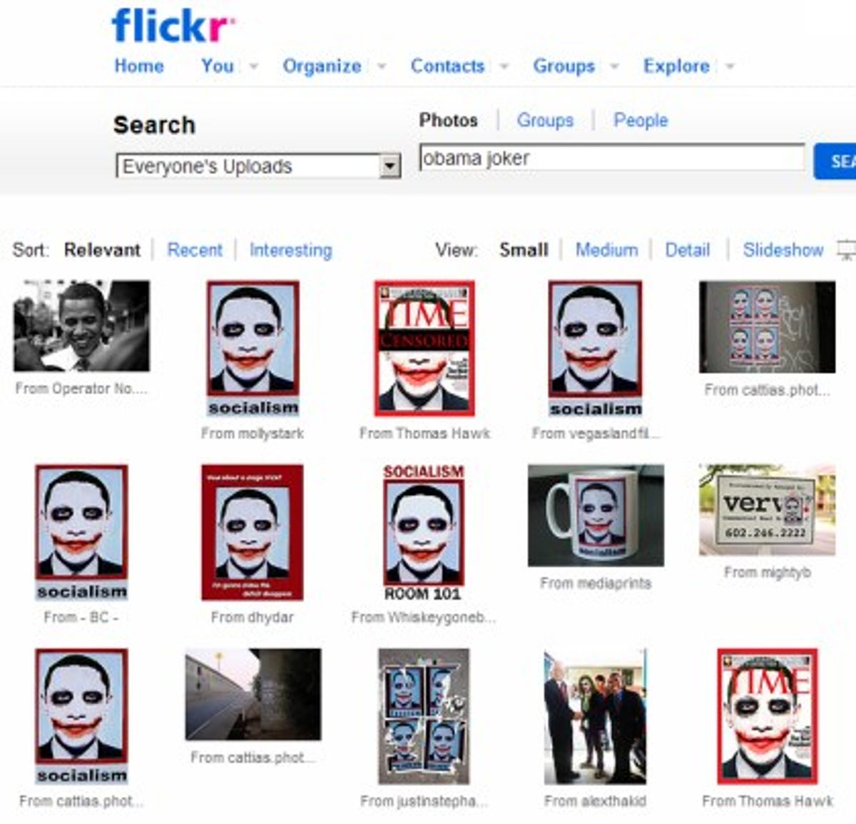 The Obama Joker image still is widespread on Flickr.