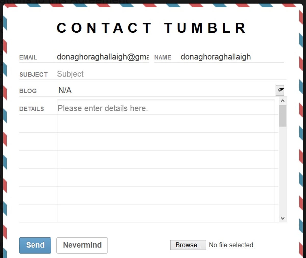 Tumblr contact form