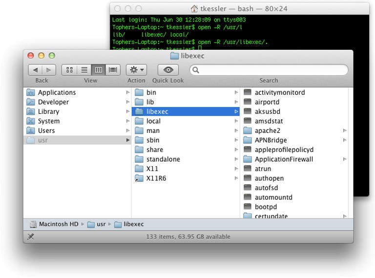 Finder and Terminal