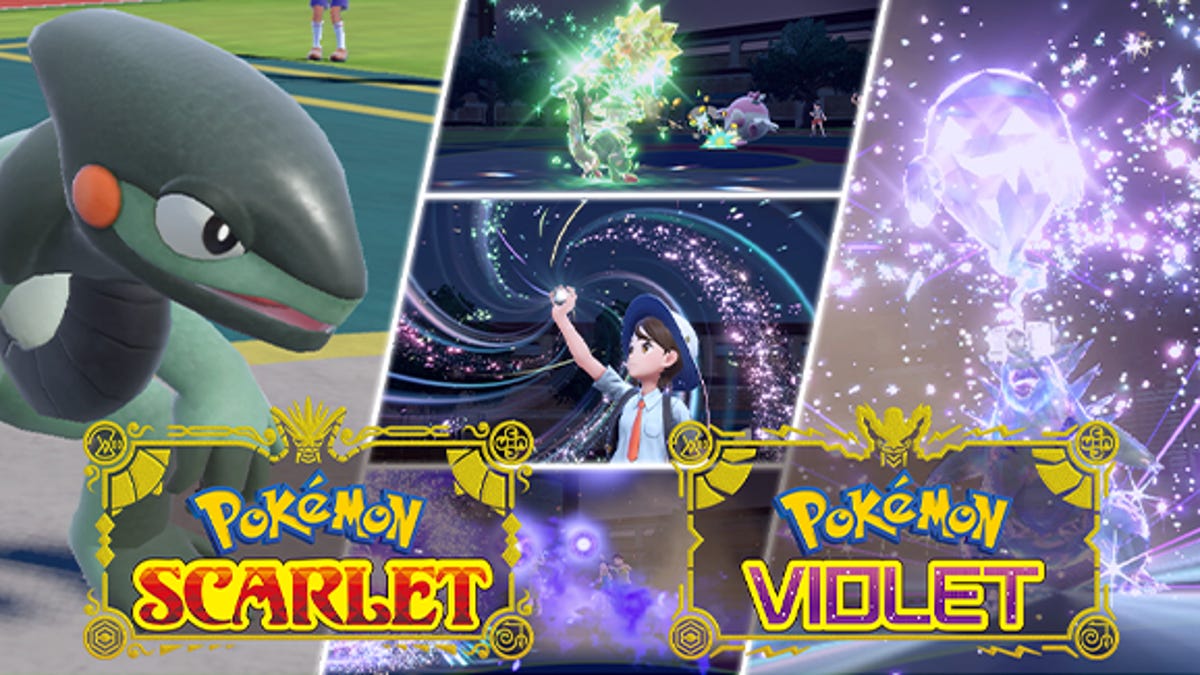 Collage of Pokemon Scarlet and Violet screenshots