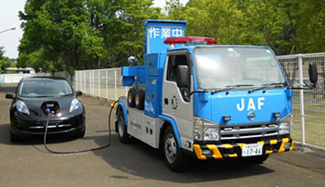 JAF's prototype mobile charging station for electric vehicles.
