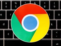 <p>A Google Chrome sticker on a Google Pixel Chromebook</p>