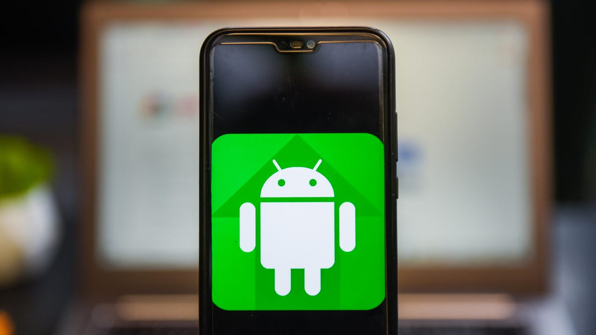Android logo seen on a phone screen