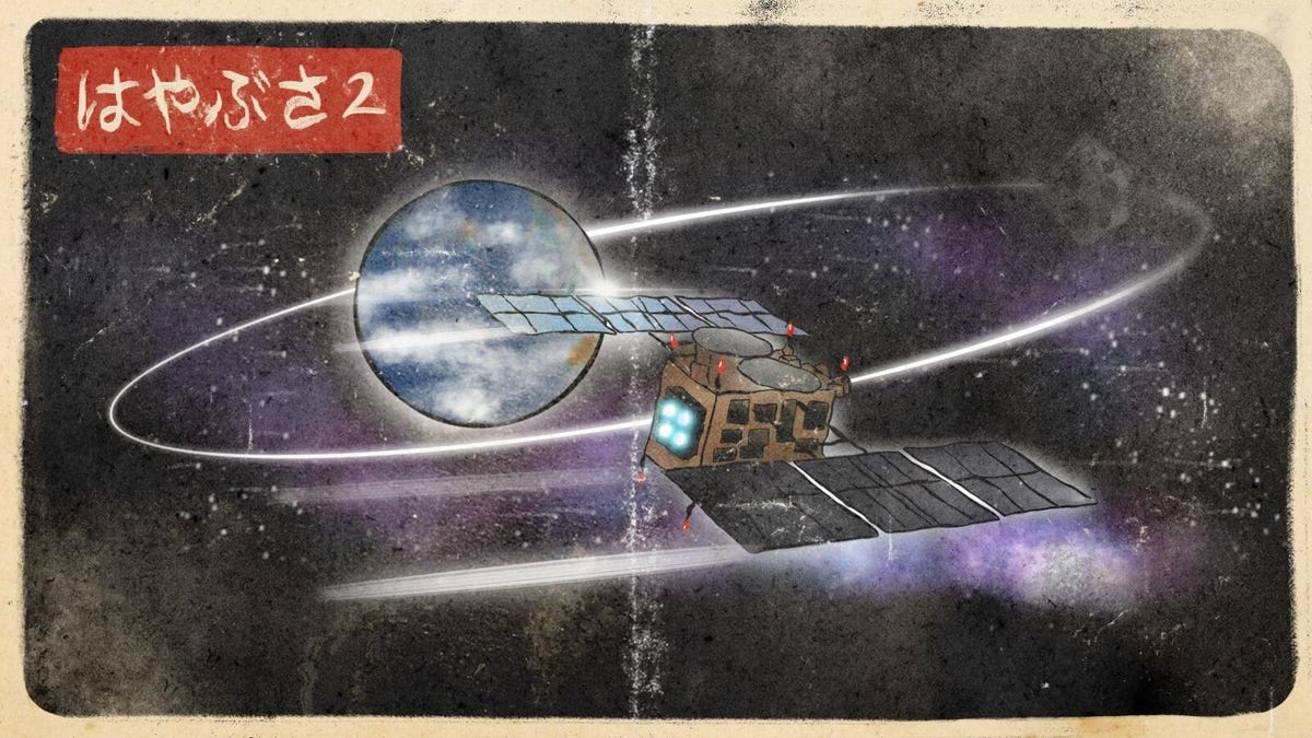 Illustration depicting the Hayabusa2 spacecraft in space