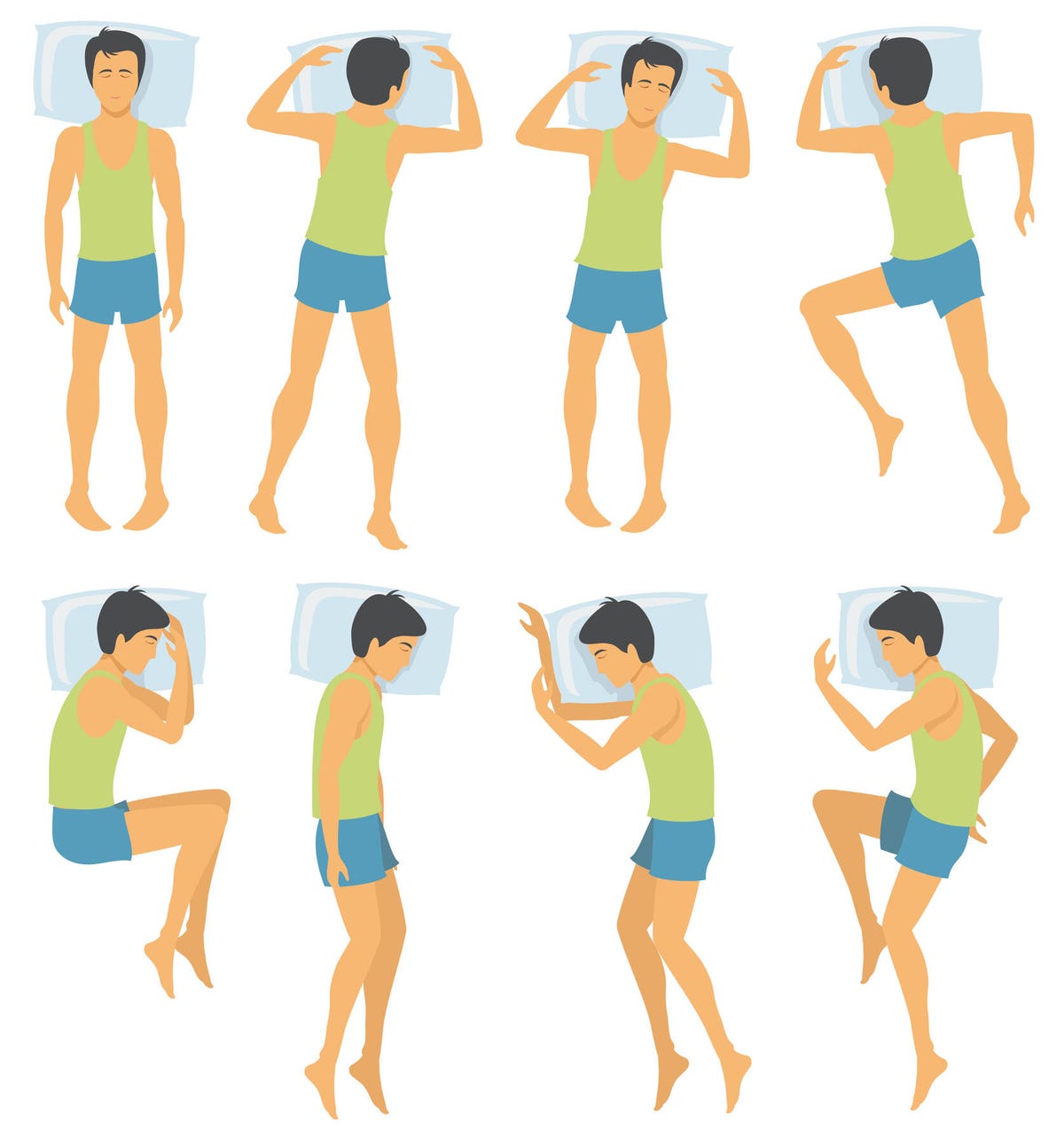 Graphic of different sleeping positions.