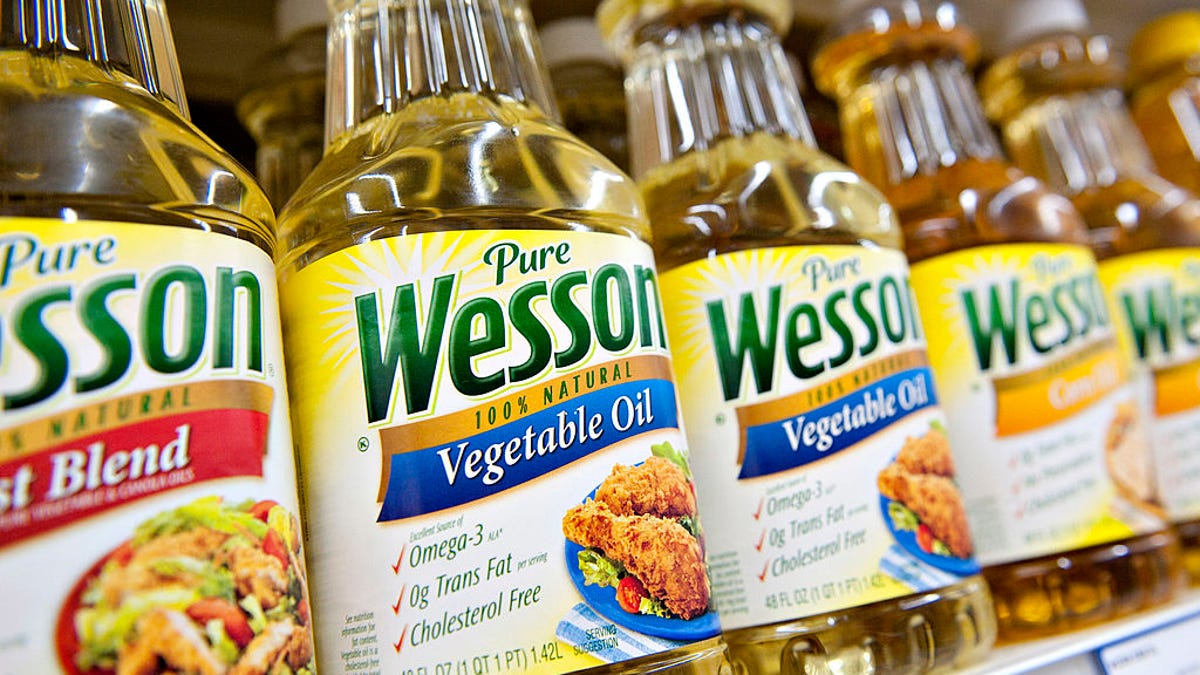 Vegetable oil on a shelf