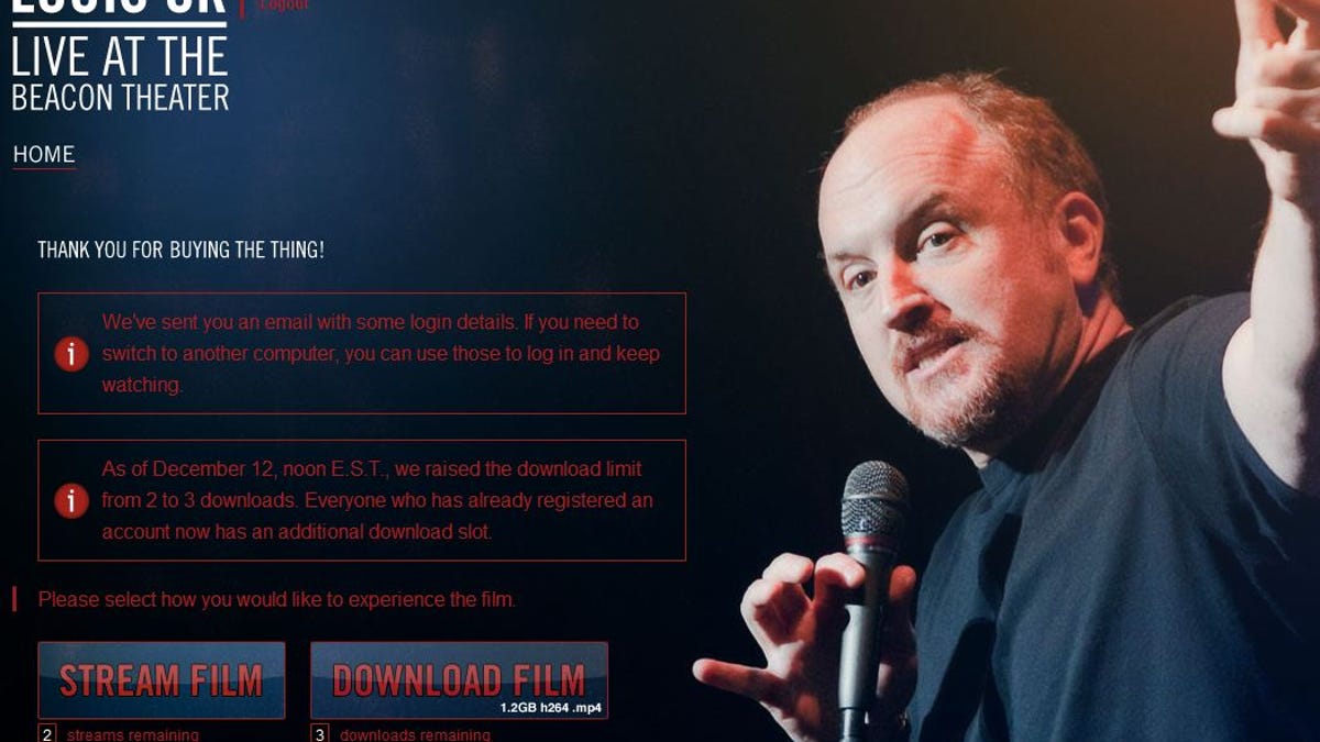 Louis C.K.'s site for purchasing his new comedy video.