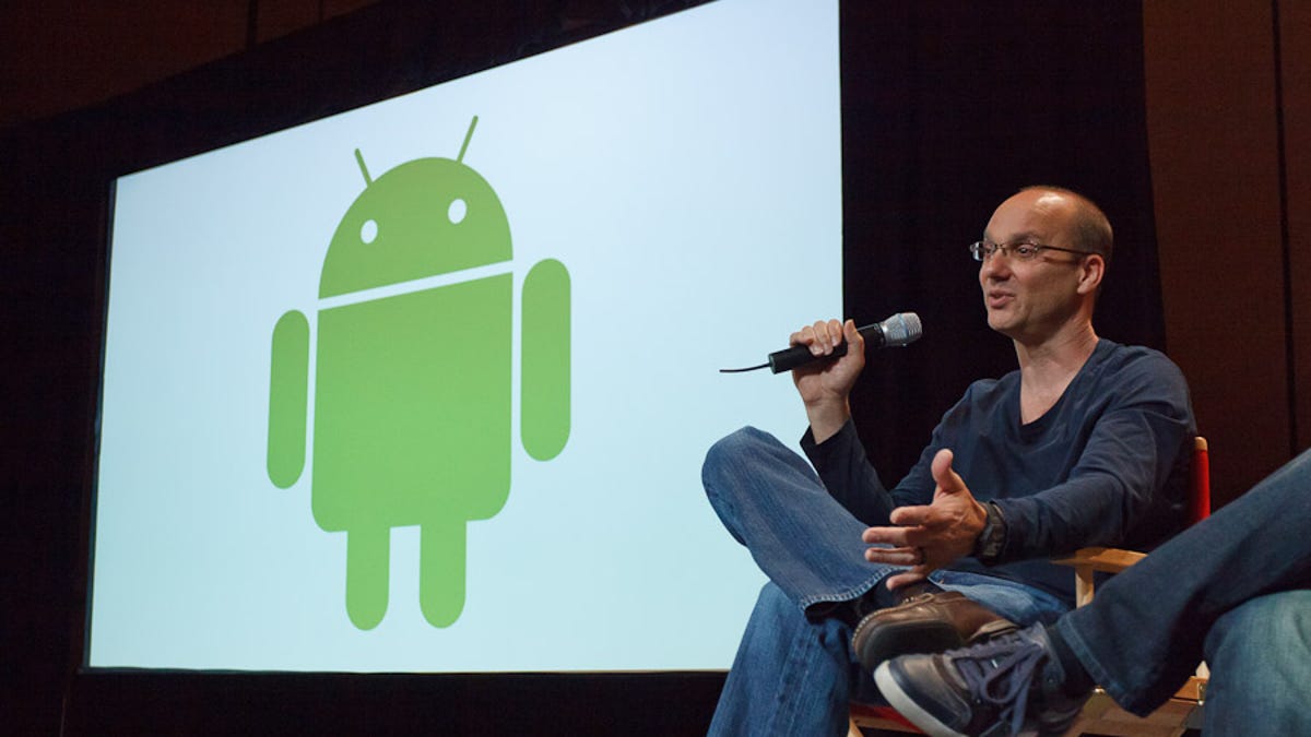 Andy Rubin, leader of Google's Android project, speaks to reporters at Google I/O.