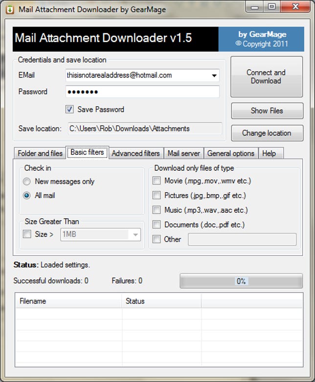 Mail Attachment Downloader screen 2