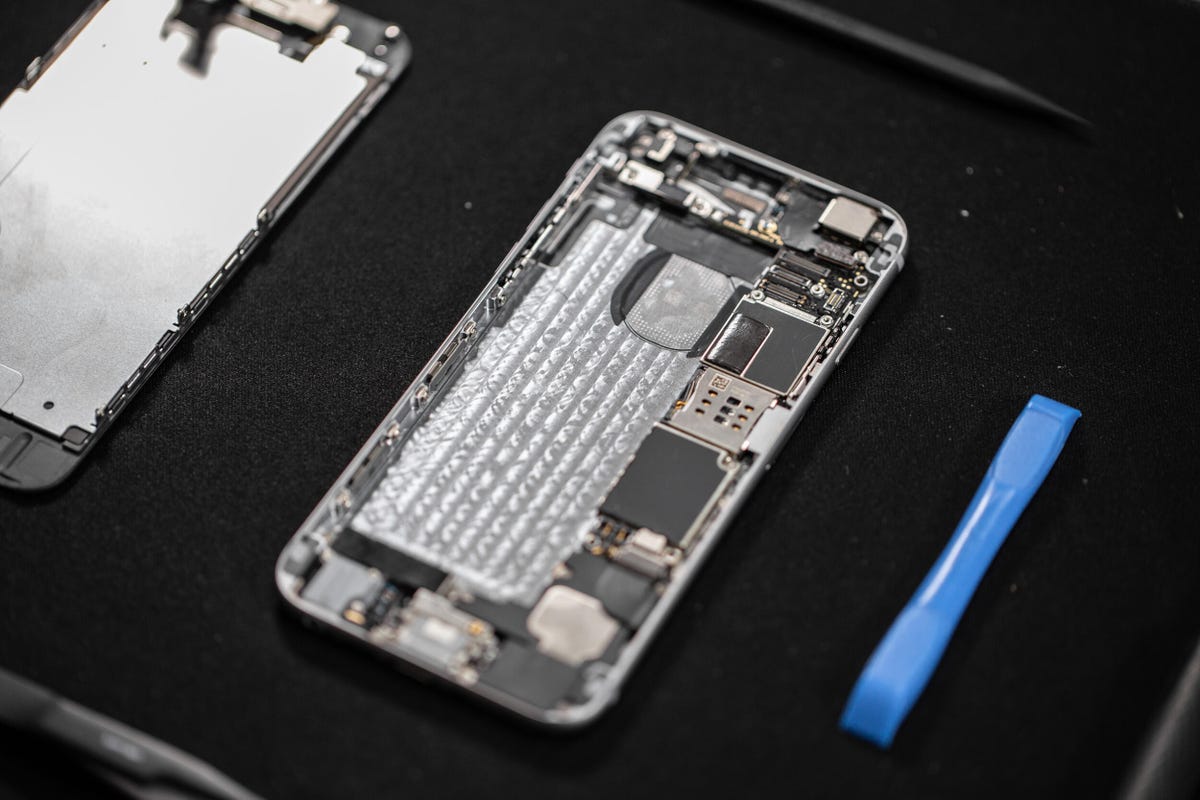 An iPhone battery is replaced