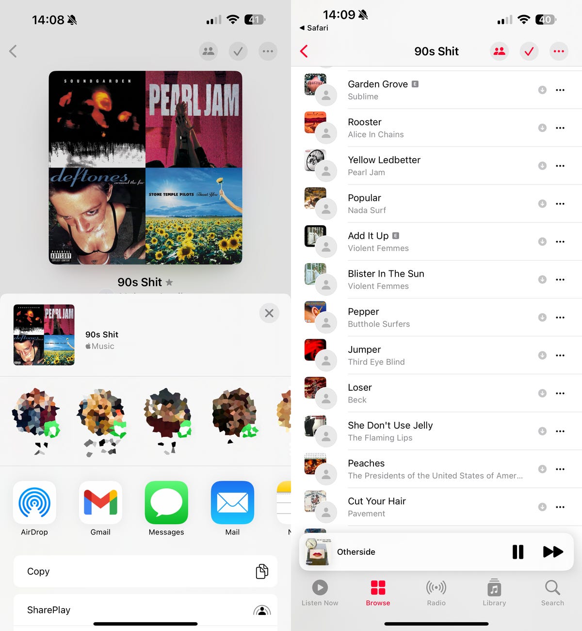 Sharing the playlist link in Apple Music