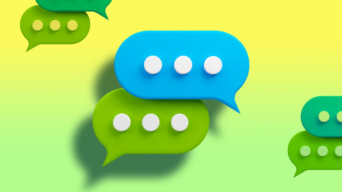 Blue and green text message bubbles