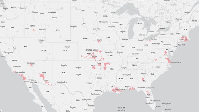 Map of Cox home internet availability.
