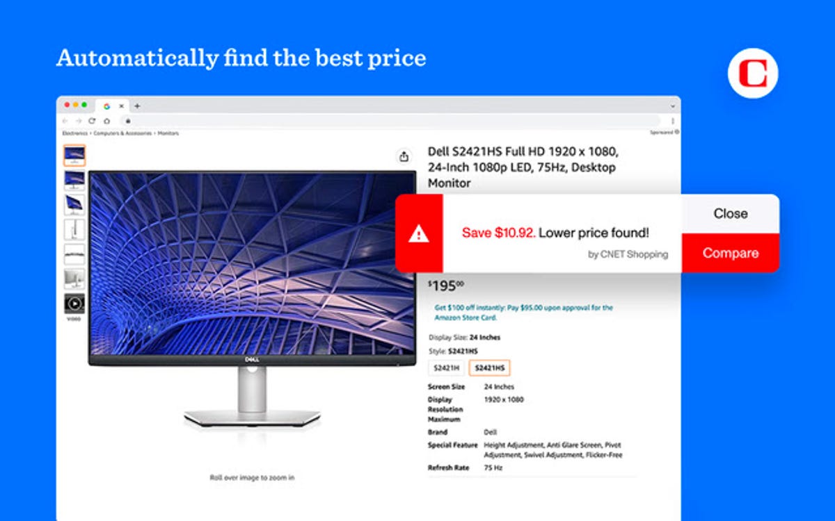 Screenshot of CNET shopping price comparison