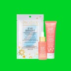 Skin care kit on a green background