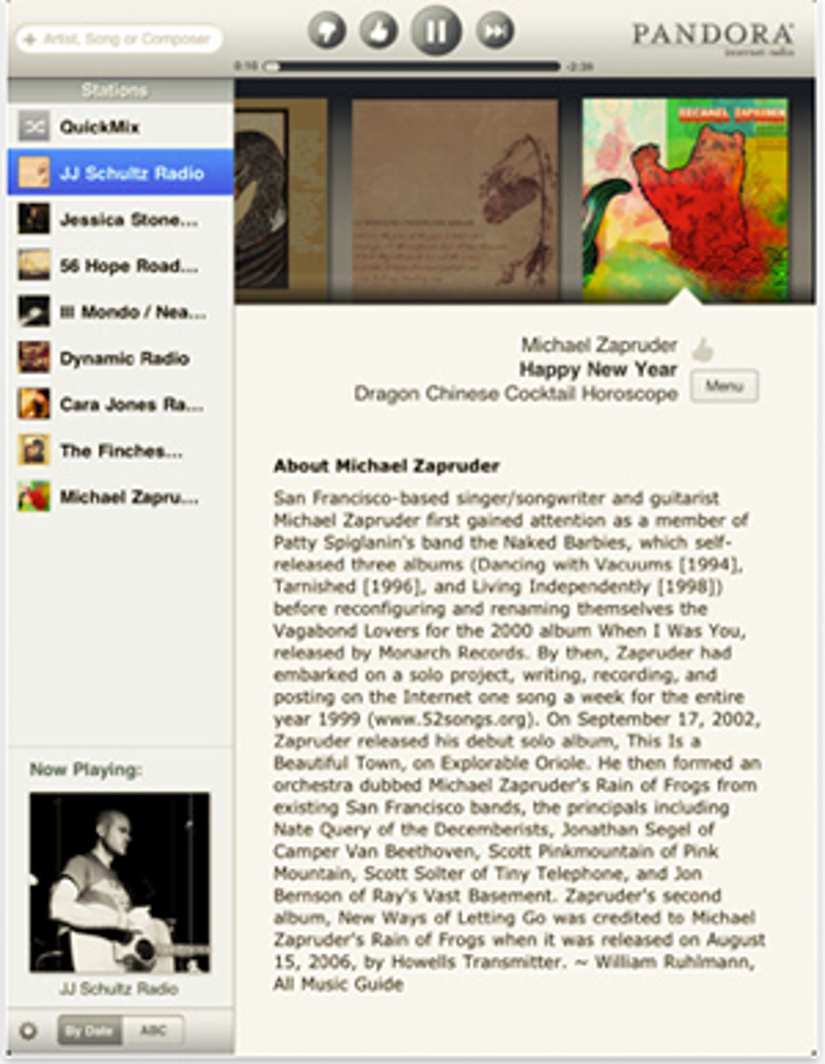 Pandora's iPad app.