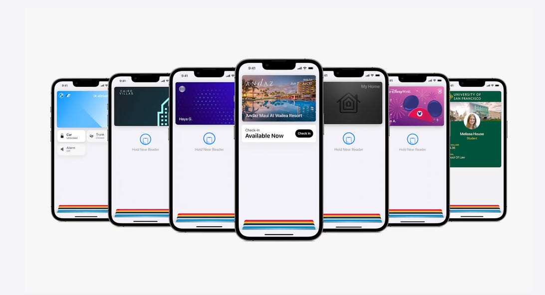 Une capture d'écran des cartes dans l'application Wallet pour iOS 16