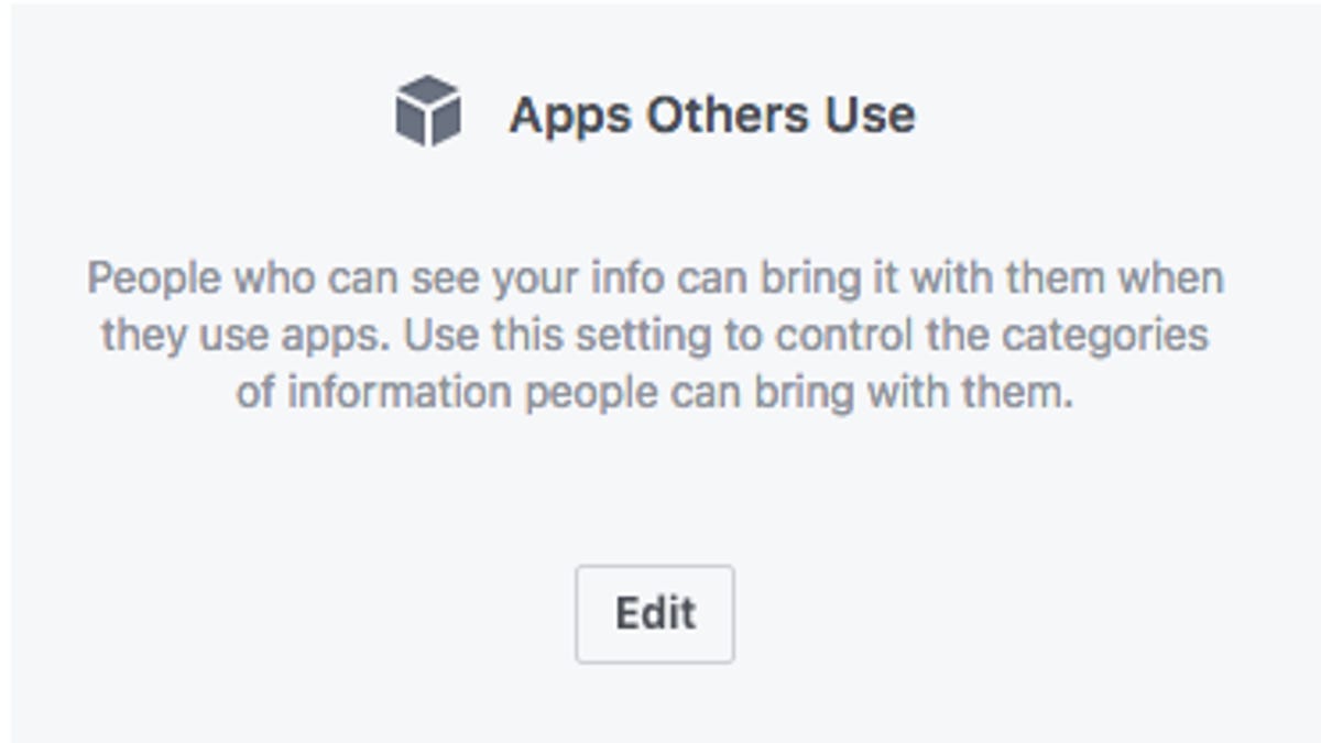 Screenshot of the Apps Others Use settings section on Facebook.