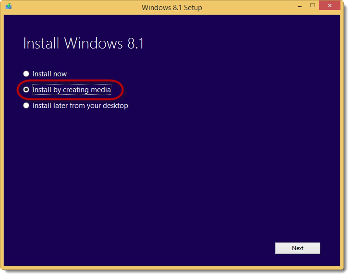 Install Windows 8.1 by creating media