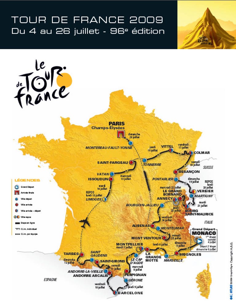 Route for the 2009 Tour de France.