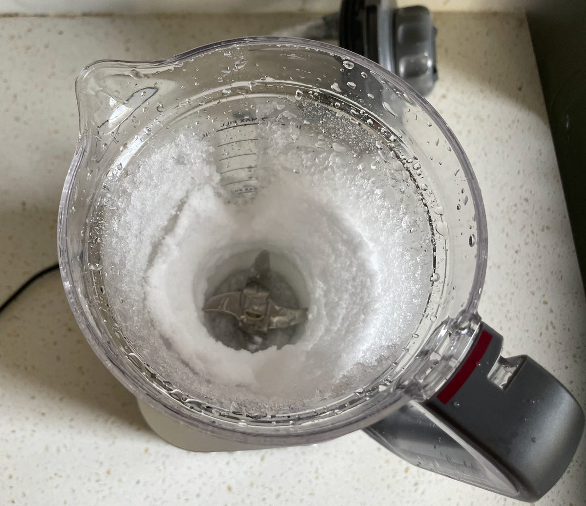 crushed ice inside the blender