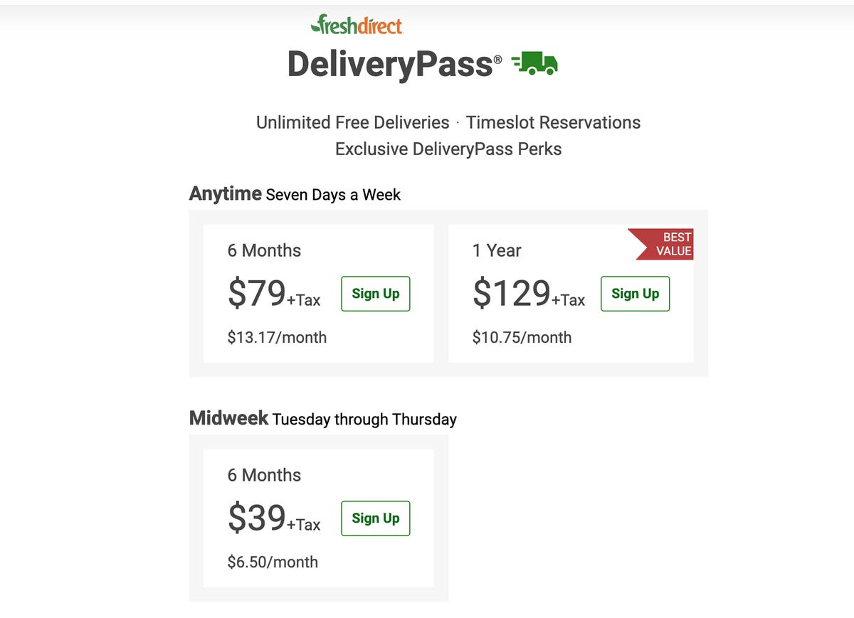 FreshDirect DeliveryPass membership tiers