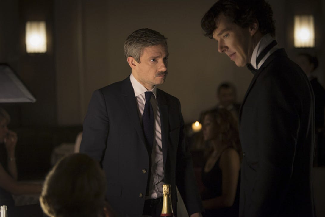 The biggest mystery of season 3 isn't how Sherlock faked his own death, but why Watson was sporting such a giant mustache.