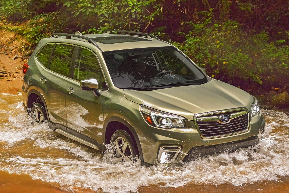 2019 Subaru Forester wading through a stream