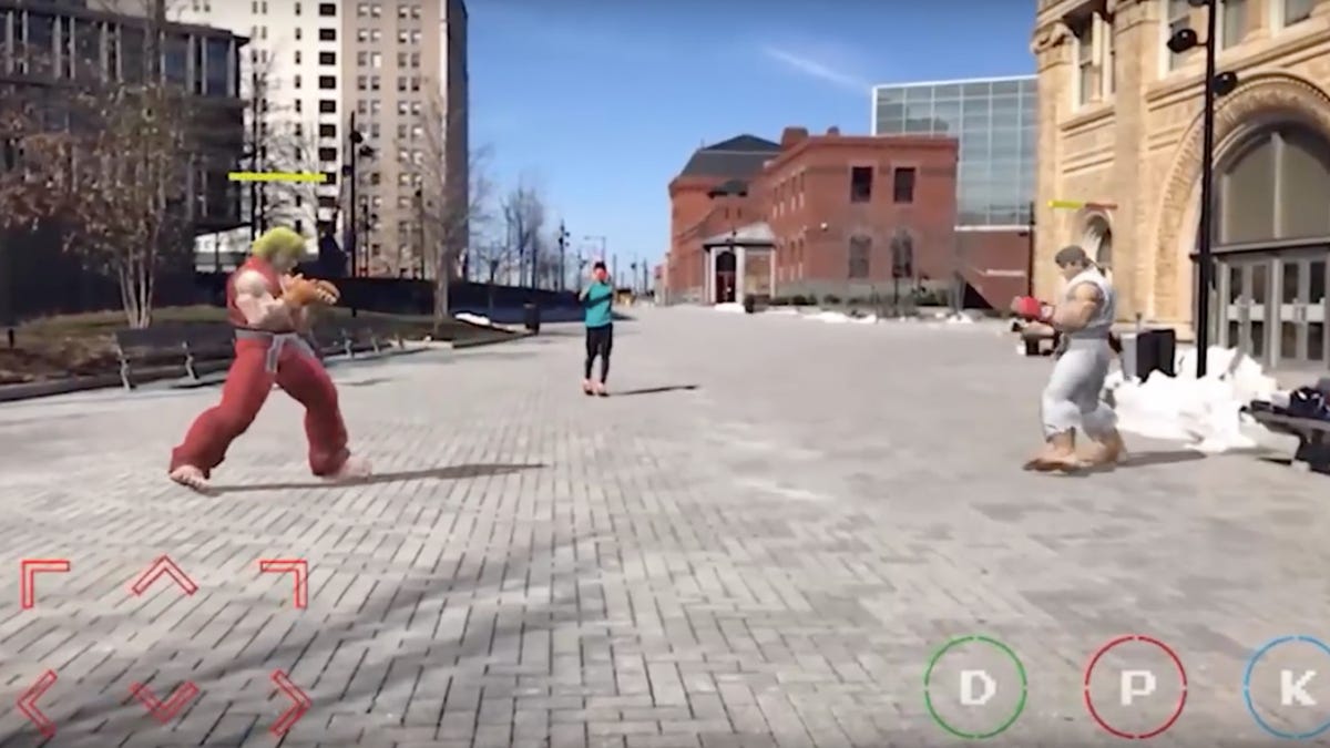 Street Fighter II in AR is literally played on the streets - CNET
