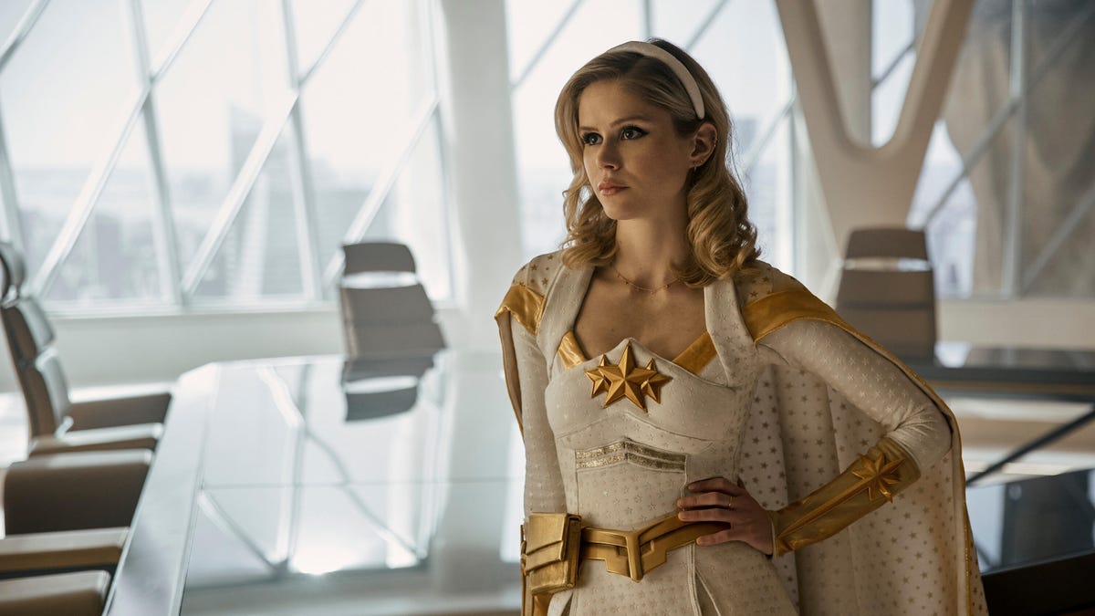 Erin Moriarty wears a superhero costume in an image from The Boys