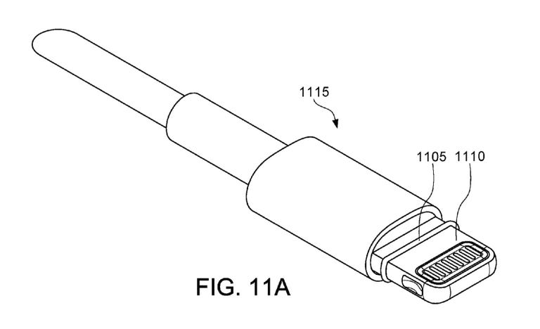 Another Lightning cable design shows a deformable rubber or plastic O-ring to seal a cable connection against water.