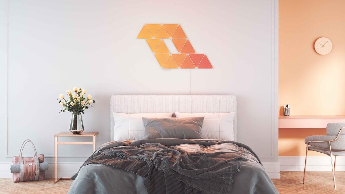 nanoleaf shapes above bedroom
