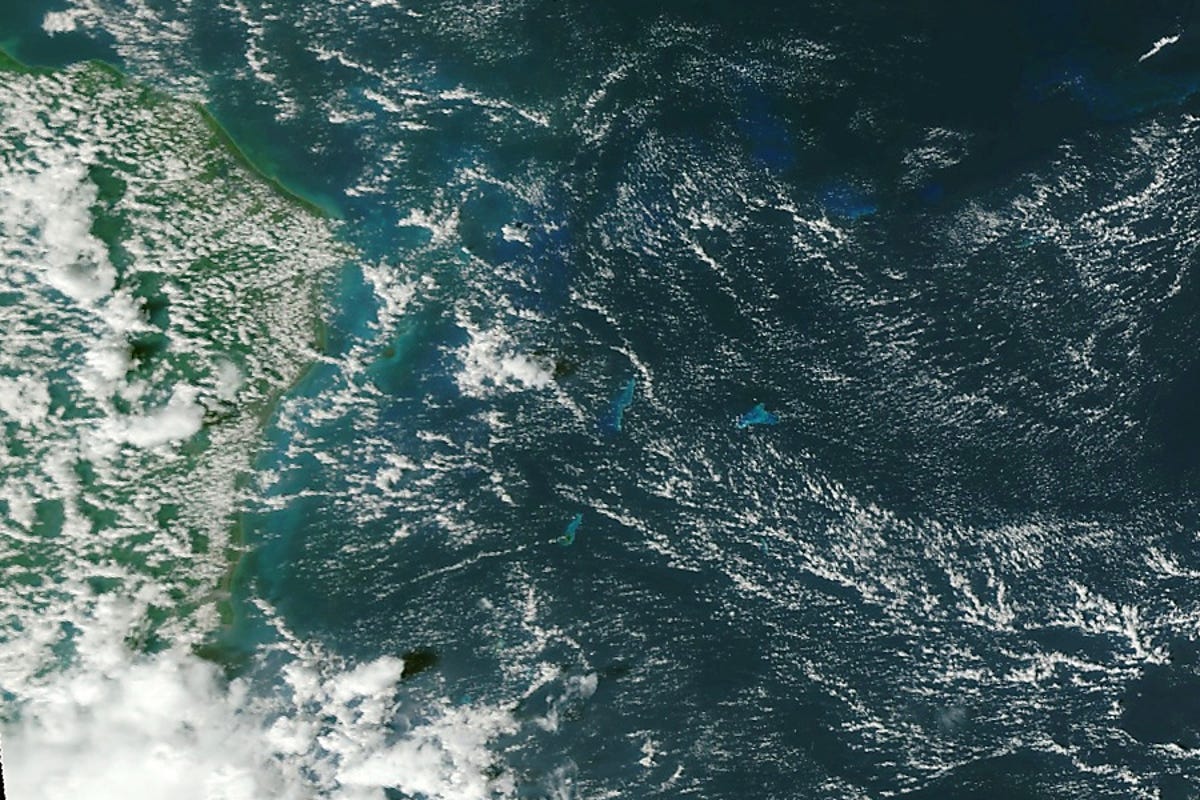This image of the Caribbean shows Honduras' Reserva Biologica Rio Platano and Parque National Kruta and Nicaragua's Reserva Natural Cabo Viejo Tela Sulumas.