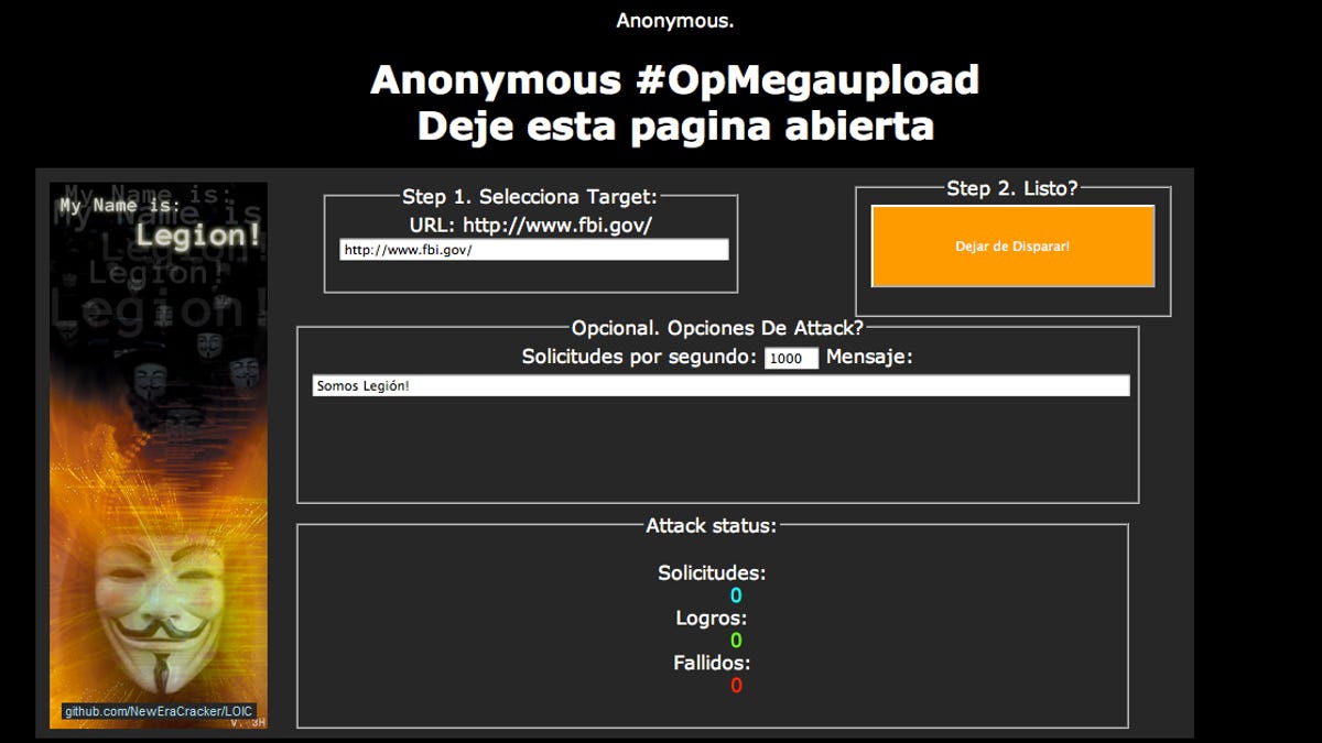 The Web pages hosting the denial-of-service attack tools, some of which were in Spanish, redirected the visiting computer to the target site automatically, unless JavaScript was disabled, while others allowed users to specify which site to target.