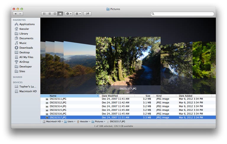 Cover Flow in the OS X Finder