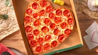 Papa John's heart shaped pepperoni pizza