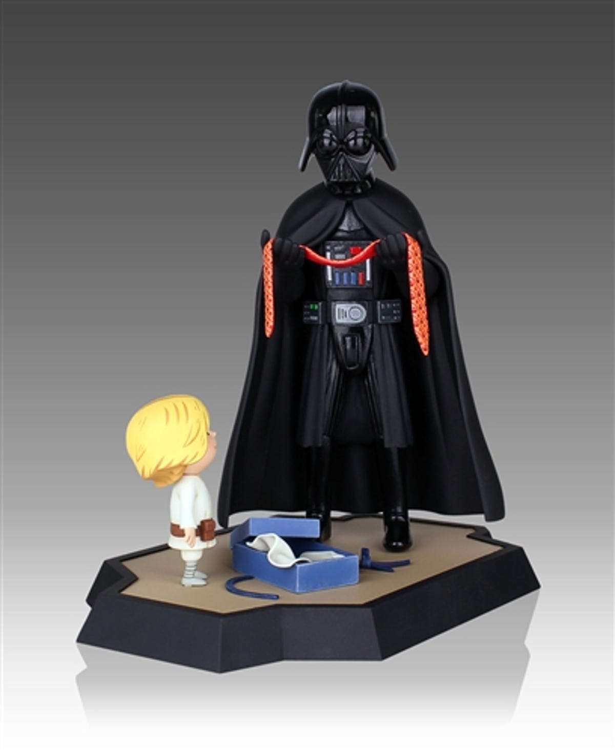 In Jeffrey Brown's bestselling kids book "Darth Vader and Son" we see the softer side of Luke and his dad. Now this touching tie scene can be sitting on your bookshelf as a limited-edition maquette from Gentle Giant Studios.