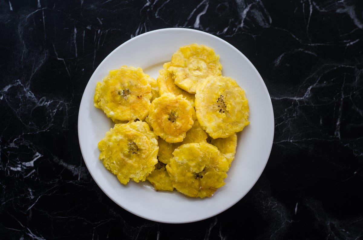 A plate of tostones, or twice-fried plantains