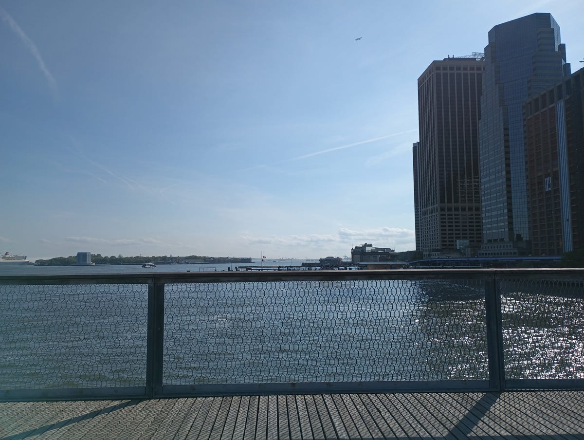 A waterfront at the South Street Seaport in New York