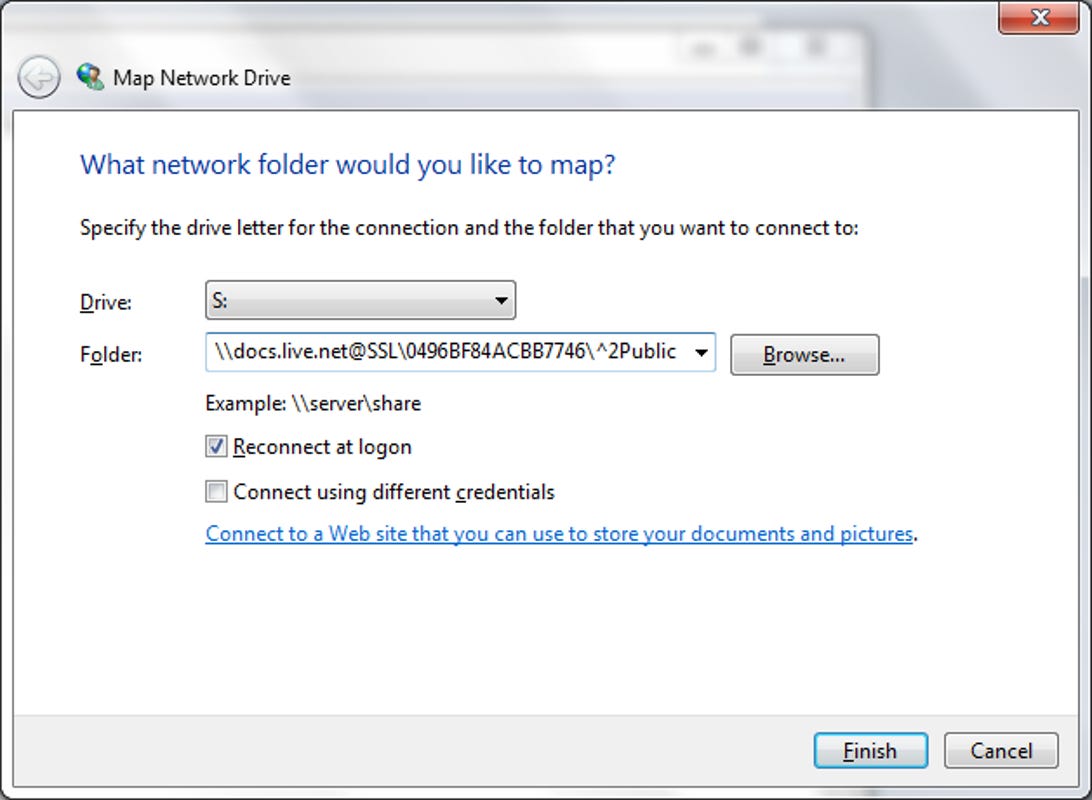 Step 7: Paste ID number into network drive location.