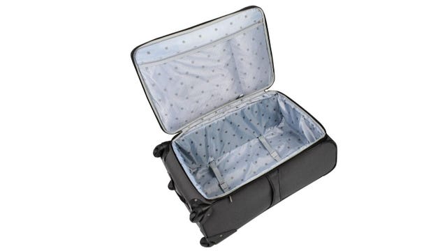 Gray Skyline Softside Carry On Spinner suitcase with open front