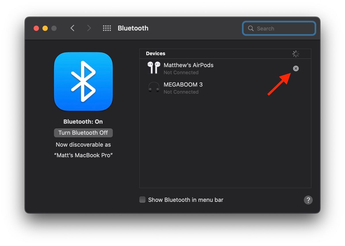 Bluetooth unpairing on a Mac